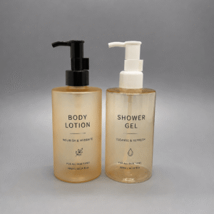 Custom printed amber lotion pump bottles