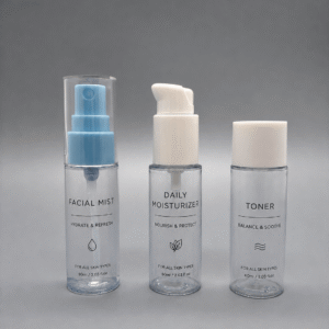 Custom printed fine mist spray bottles for skincare packaging