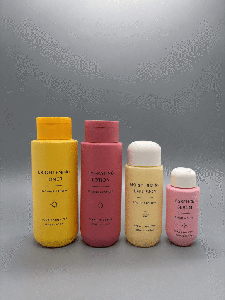 Custom printed lotion bottles in multiple sizes
