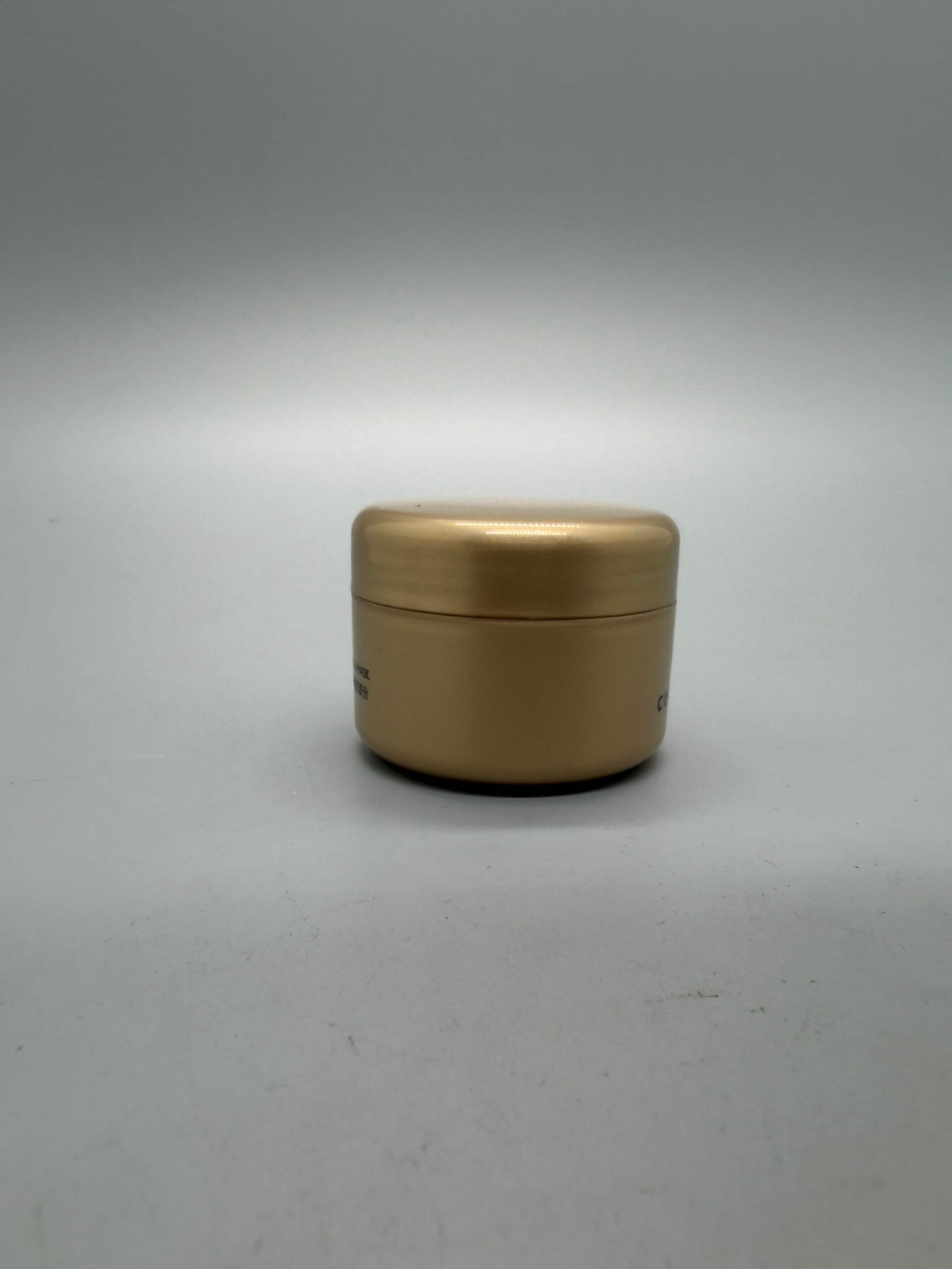 Round cosmetic sample jar in gold-bronze finish, alternate size - Aorui Pack