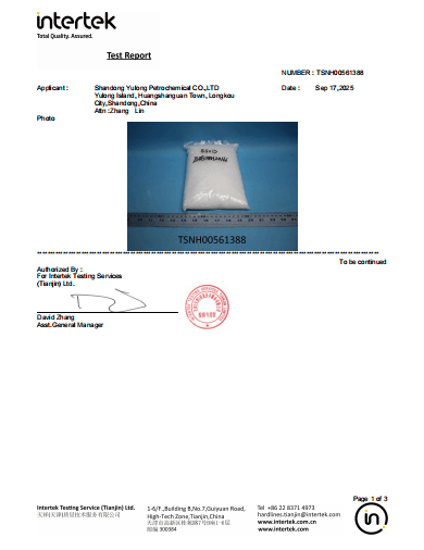 Intertek material test report for packaging material