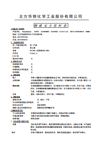 Material safety data sheet for packaging material